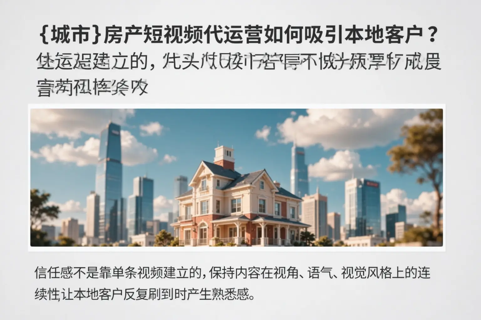 衢州房产短视频代运营如何吸引本地客户?