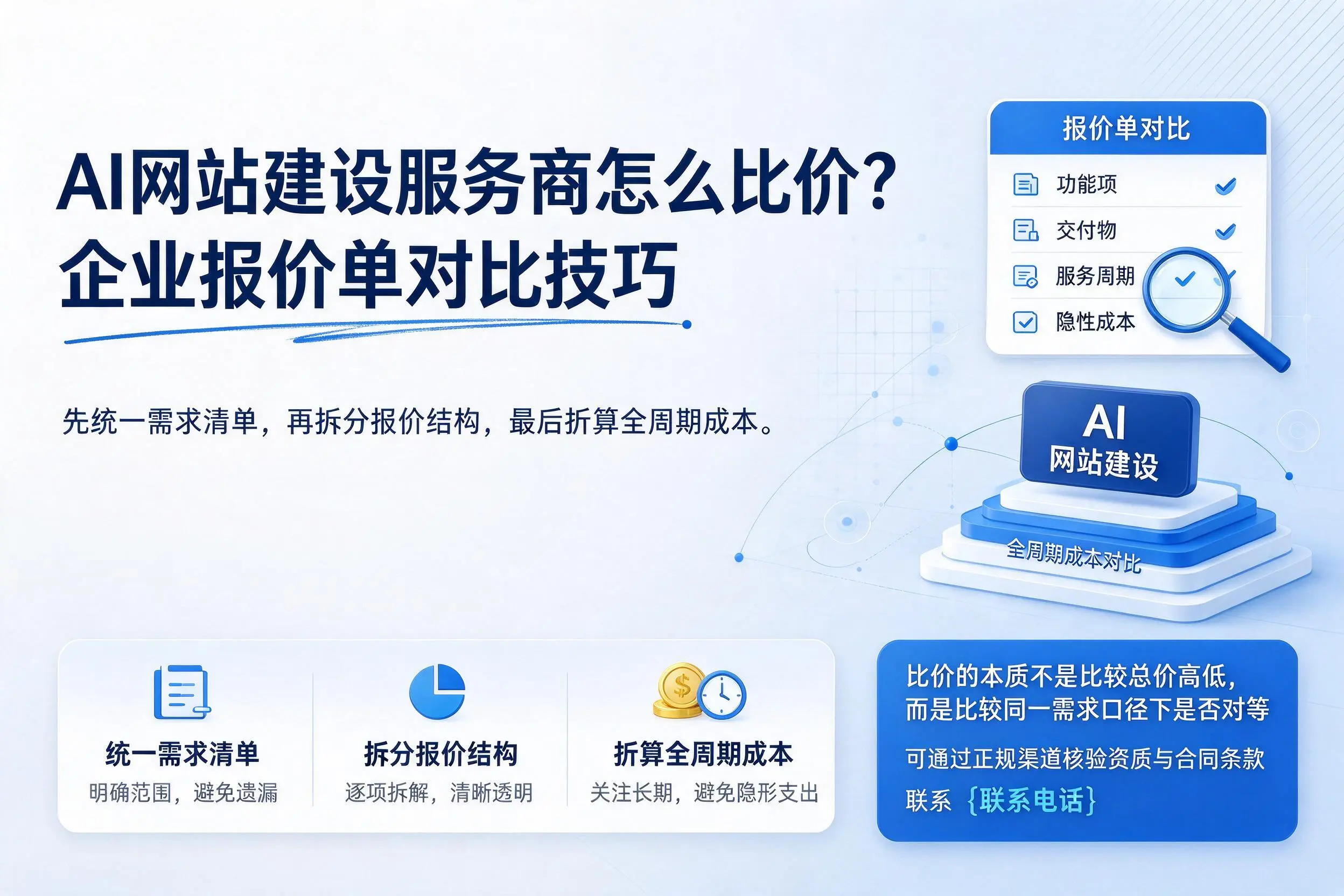 AI网站建设服务商怎么比价?衢州企业报价单对比技巧