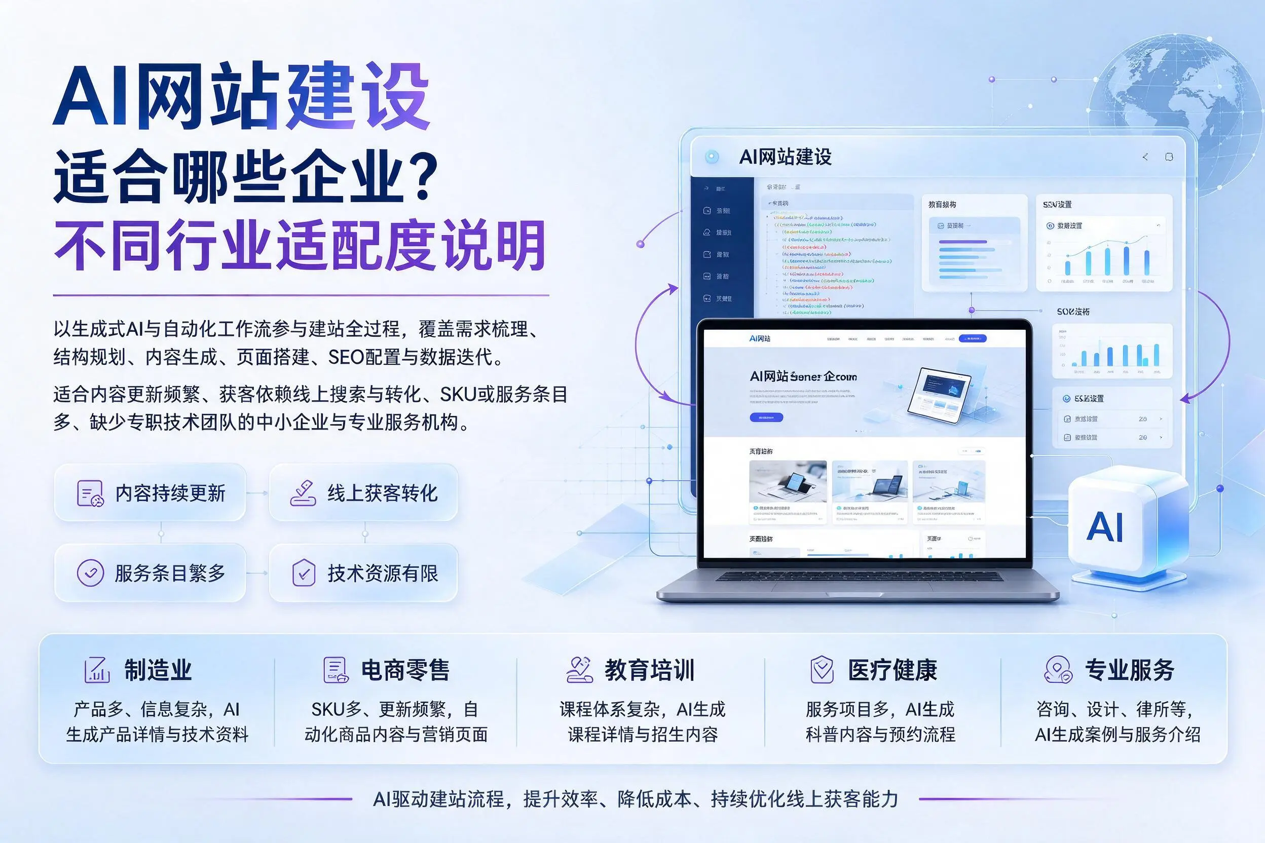 AI网站建设适合哪些企业？衢州不同行业适配度说明